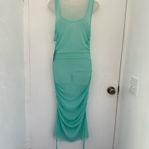 BECCA Elegant Green Mesh Swim Coverup women L beach pool vacation stretchy dress